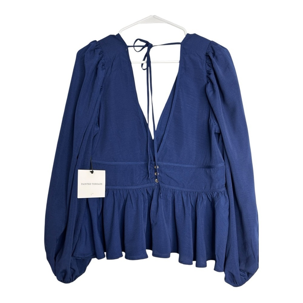 Painted Threads Deep Blue Blouse New with Tags - Picture 4 of 11